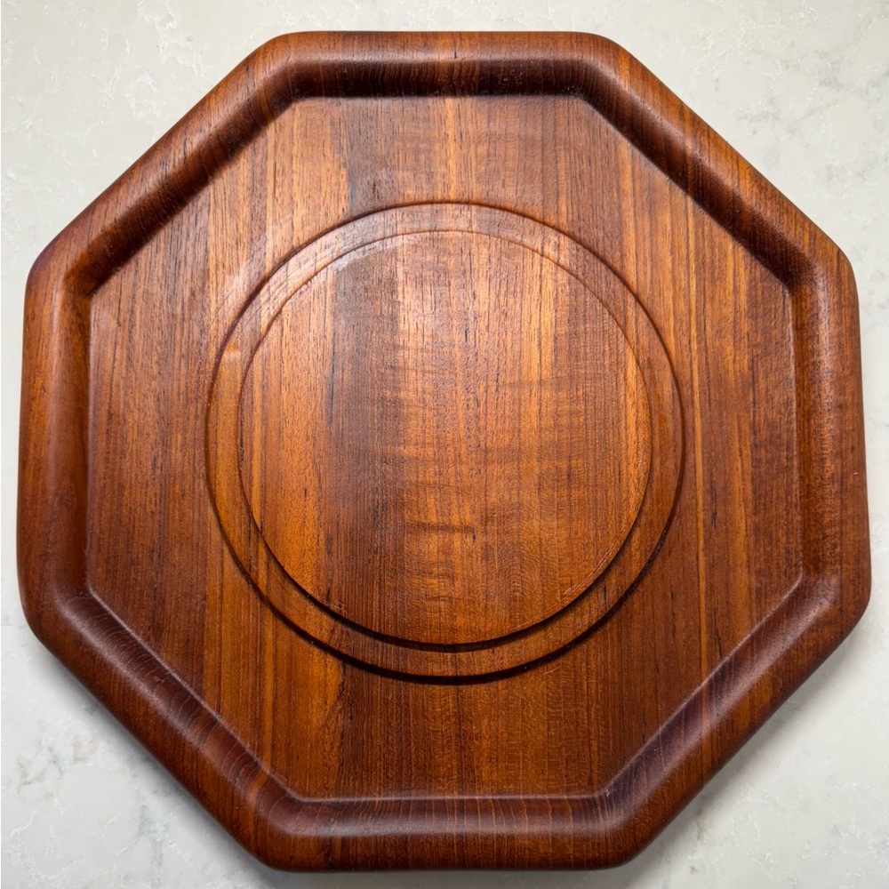 Vintage Goodwood Genuine Teak Octagonal Cheese and Cracker Serving Platter